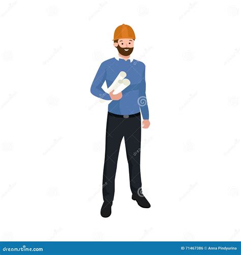 Civil Engineer Architect Or Construction Worker Man Vector