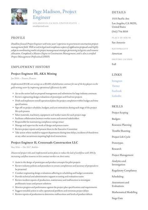 Project Engineer Resume And Writing Guide 12 Resume