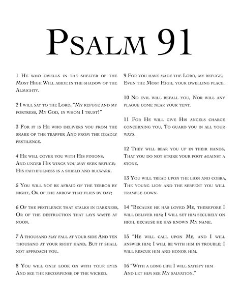 Modern Psalm 91 Nasb Print Bible Quote Etsy