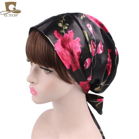 new women satin head scarf sleeping bonnet silky head covering head wrap ladies hair scarf cap