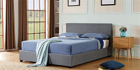 Wooden slats and steel frames fabric: Upholstered Gas Lift Bed Frame in Adelaide - Metia.com.au