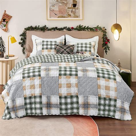 Buy Bedsure Christmas Quilts King Size Christmas Bedding Set Green