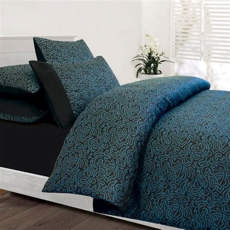 Woven from the finest silk, our classic silk duvet covers are crafted to beautifully protect your comforters. ELEGANZA Black Blue Teal Jacquard Satin KING Quilt Doona ...