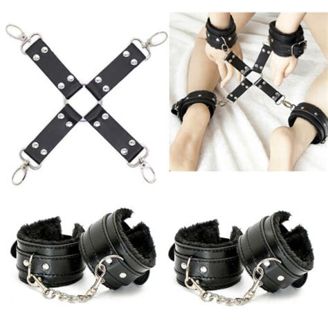 Leather Hog Tie Leg Ankle Wrist Cuffs Bondage Restraints Fetish Set Sex Bdsm Toy Ebay