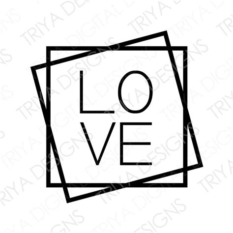 Love With Square Frame Outline Svg Love Square Print Digital Download