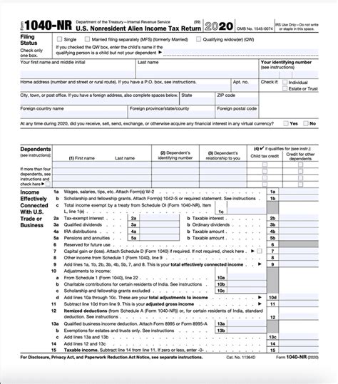 Form 1040 Nr Us Nonresident Alien Income Tax Return Definition