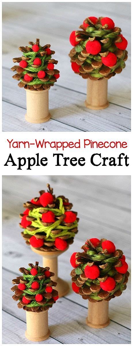 Yarn Wrapped Pinecone Apple Tree Craft For Kids Tree