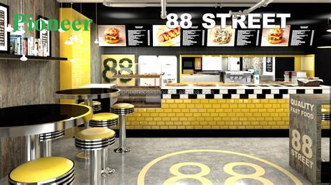Modern Fast Food Store Design Restaurant Bar Counter Pizza Hamburger