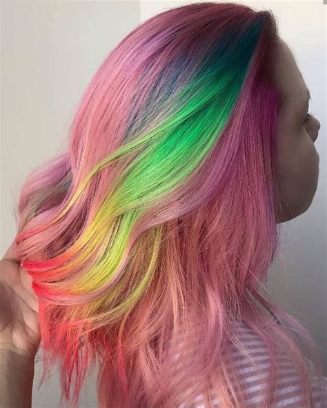 Neon Pastel Rainbow Rainbow Hair Pink Hair Dye Creative Hair Color