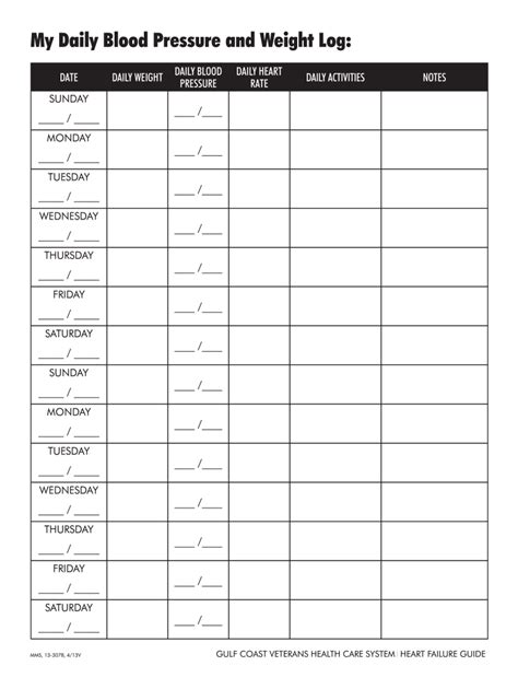 Daily Blood Pressure Log Fill Online Printable Fillable Blank