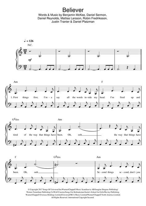 Free sheet music for piano. Imagine Dragons Easy Piano Sheet Music - Best Music Sheet