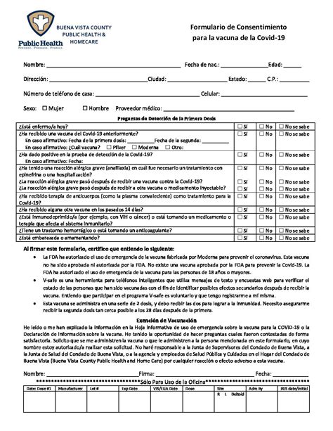 Covid 19 Vaccine Consent Formspanishmodernadocx Buena Vista County