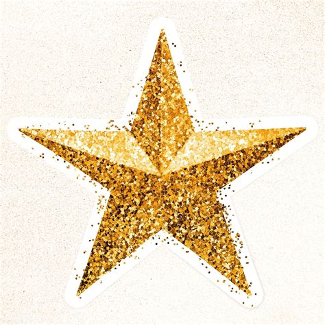 Glitter Gold Star Sticker With White Border Premium Image By Rawpixel