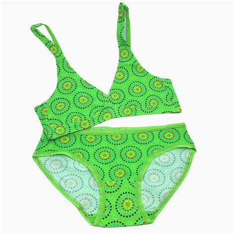 Womens Organic Cotton Matching Bralette And Bikini Set Green Mara D You Underwear