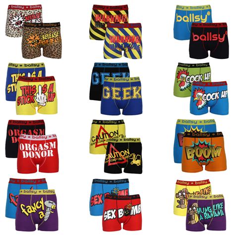 Mens Ballsy Designer Shorts Rude Funny Explicit Novelty Underwear