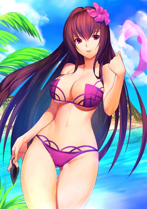 Wallpaper Sea Long Hair Anime Girls Water Weapon Black Hair