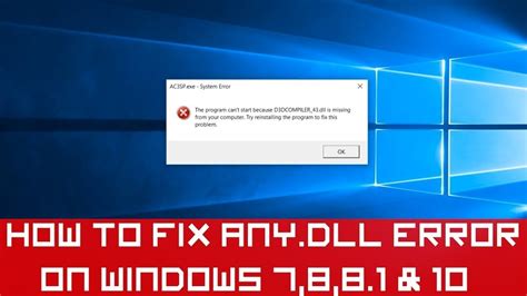How To Remove Dll Errors Any Game Software Youtube