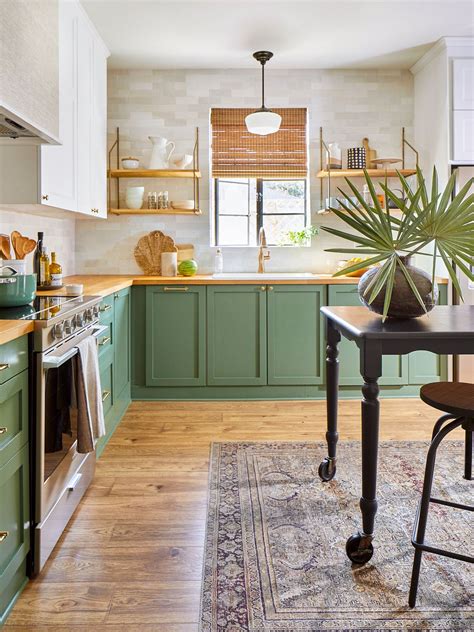 Large Green Kitchen Cabinets