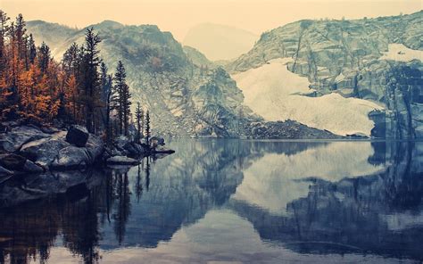 Wallpaper Trees Landscape Mountains Lake Nature Reflection Snow