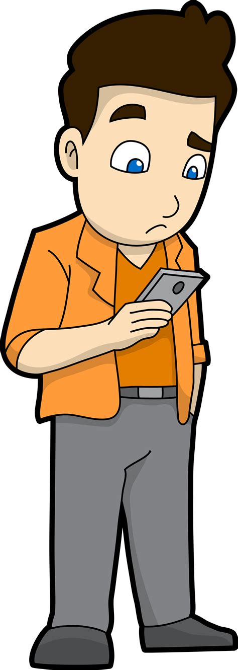Sad Cartoon Png Man With Phone Cartoon Transparent Cartoon Jing Fm