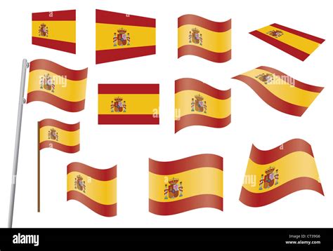 Set Of Flags Of Spain Illustration Stock Photo Alamy