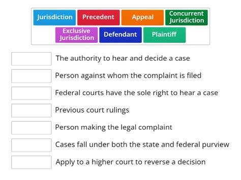 Judicial Branch Vocabulary Match Up