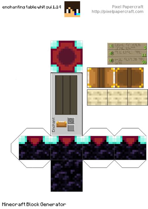 Pixel Papercraft Enchanting Table With Gui 114