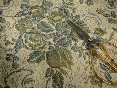 54 Wide Vintage Yellow Pale Gold Victorian Style Floral Upholstery