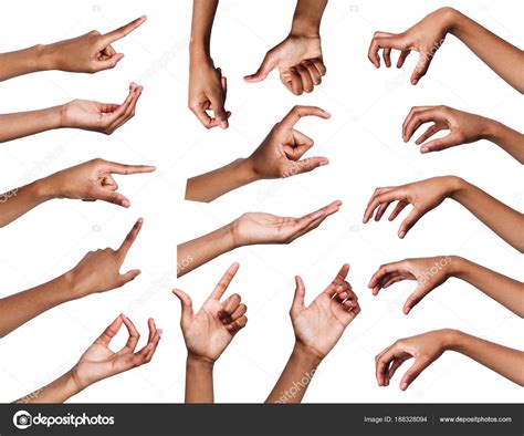 Set Of Various Hand Gestures Isolated On White Stock Photo By Milkos