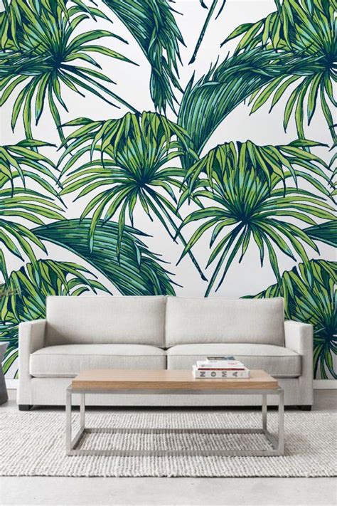 Palm Leaf Wall Mural Palm Leaves Temporary Wall Mural Palm Etsy