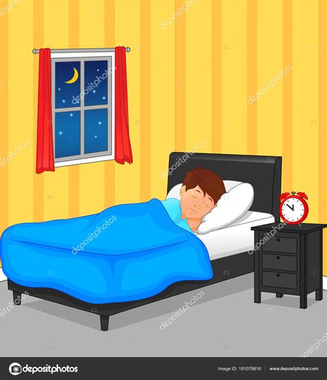 Little Boy Sleeping Bedroom Night Stock Vector Image By ©lawangdesign