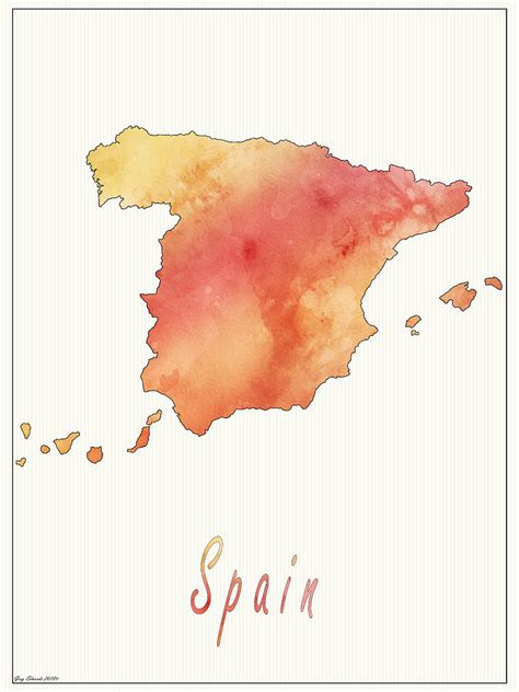Spain Map Style 4 Drawing By Greg Edwards Fine Art America