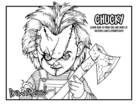 How To Draw Chucky Childs Play Drawing Tutorial Draw It Too