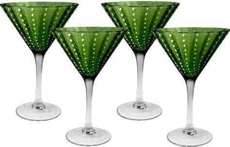 Artland Cambria 8 Ounce Sage Martini Bar Glass Set Of 4 Martini Glasses