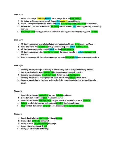 Bina ayat interactive worksheet for tahap 2. Bina Ayat