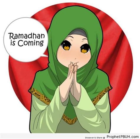 Anime Muslimah Saying Ramadan Is Coming Drawings Prophet Pbuh