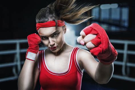 Female Boxer Training In Gym Boxing Workout Stock Photo Image Of