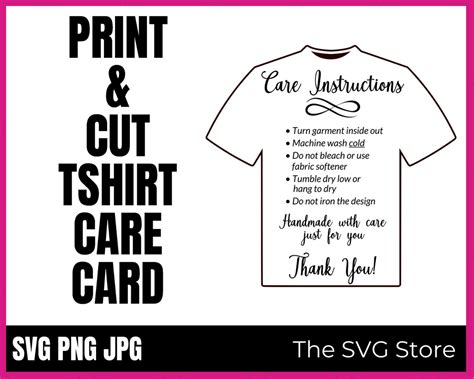 Tshirt Care Cards Svg Care Instructions Washing Instructions Etsy