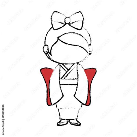 kimono japanese girl cartoon icon vector illustration graphic design stock vector adobe stock