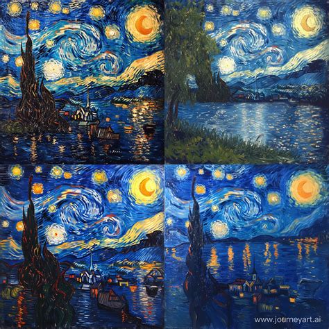 Starry Night In Monets Impressionist Style Midjourney Prompt