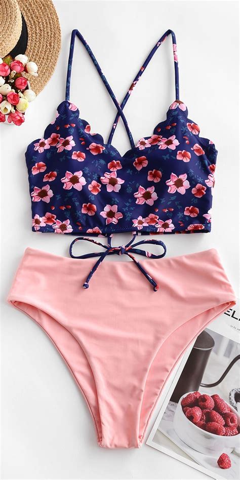 Cute Floral Tankini Modest Swimsuits Women Bathing Suits In Cute