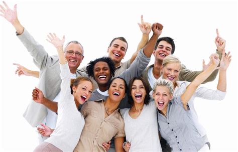 Happy Business People Laughing Against White Background Crescens