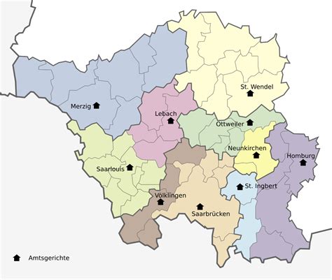 Official web sites of saarland, links and information on saarland's art, culture, geography a virtual guide to the german federal state of saarland. File:Amtsgerichtsbezirke im Saarland seit 2018.svg - Wikimedia Commons