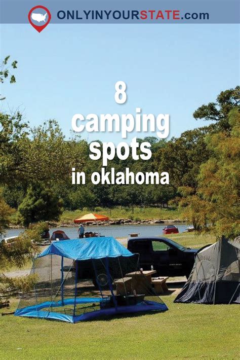 Camping Spots In Oklahoma With Text Overlay That Reads 8 Camping Spots