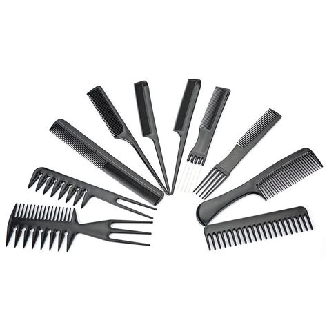 10pcs Black Pro Salon Hair Styling Hairdressing Plastic Barbers Brush