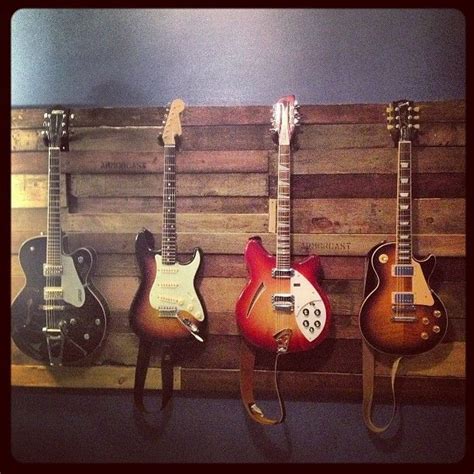 Have you created any unique project for hanging or organizing your musical instruments? Home music rooms, Guitar room, Guitar display