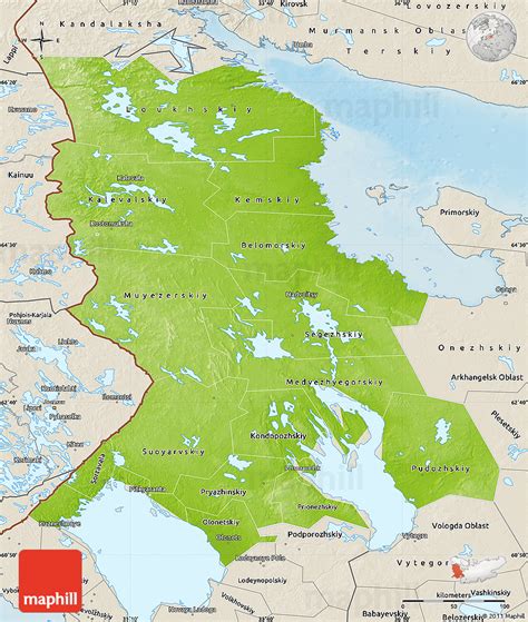 Physical Map Of Republic Of Karelia Shaded Relief Outside