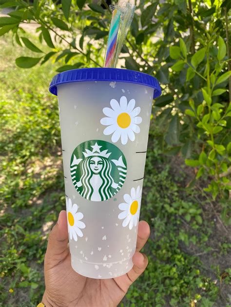 Daisy Starbucks Personalized Reusable Cold Cup With Straw Etsy