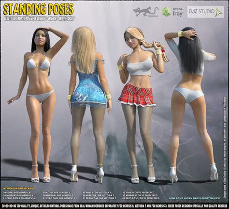 Standing Poses For G8 G3 And V7 Extended License 3d Figure Assets Extended Licenses Hameleon