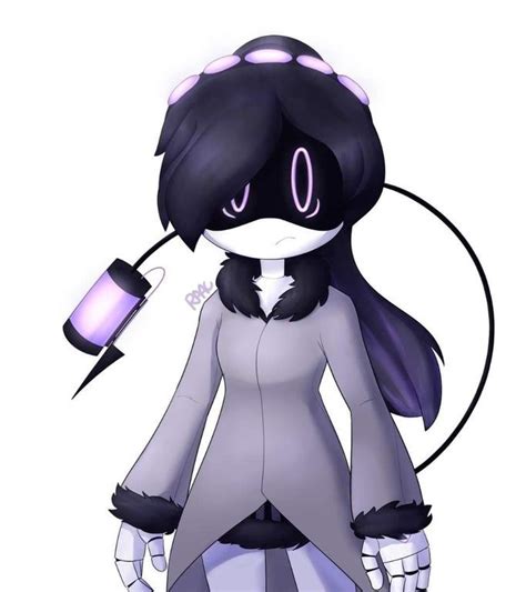 A Drawing Of A Woman With Long Hair And Purple Eyes Holding A Cell